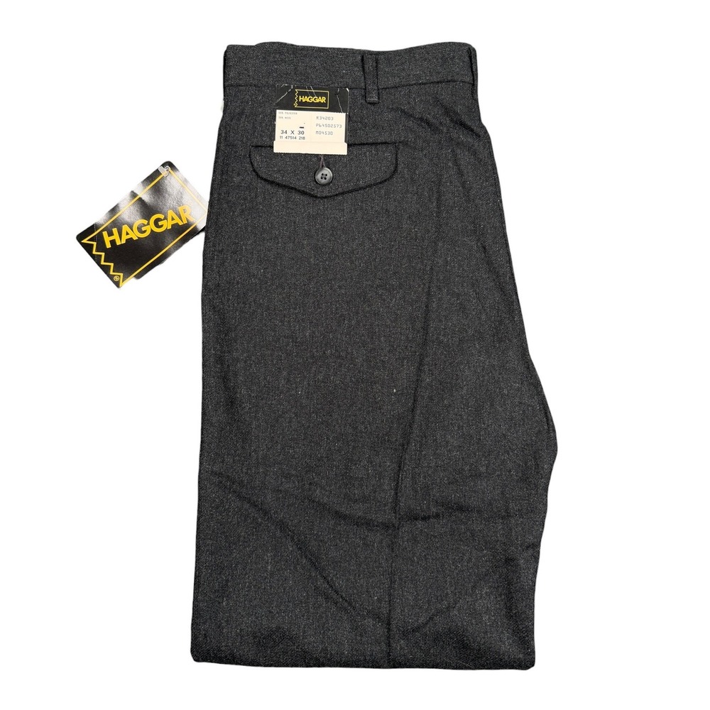 Haggar Dress Pants NWT 1970s Mens 34x30 Gray Wool Blend Vintage Straight Leg